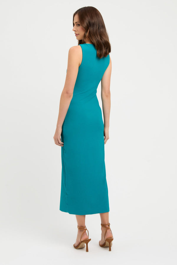 Kookai Lainey Midi Dress Teal Blue