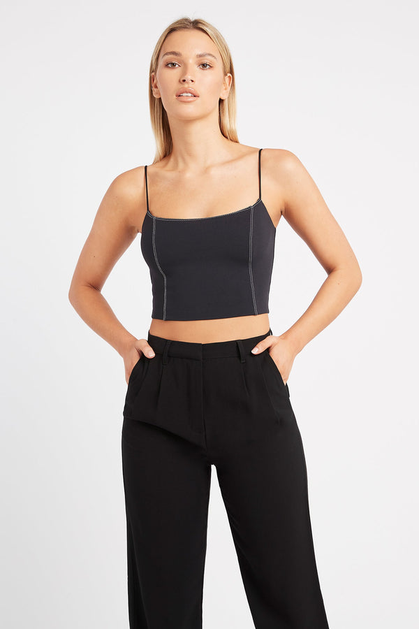kookai Lara Strappy Crop Top Black