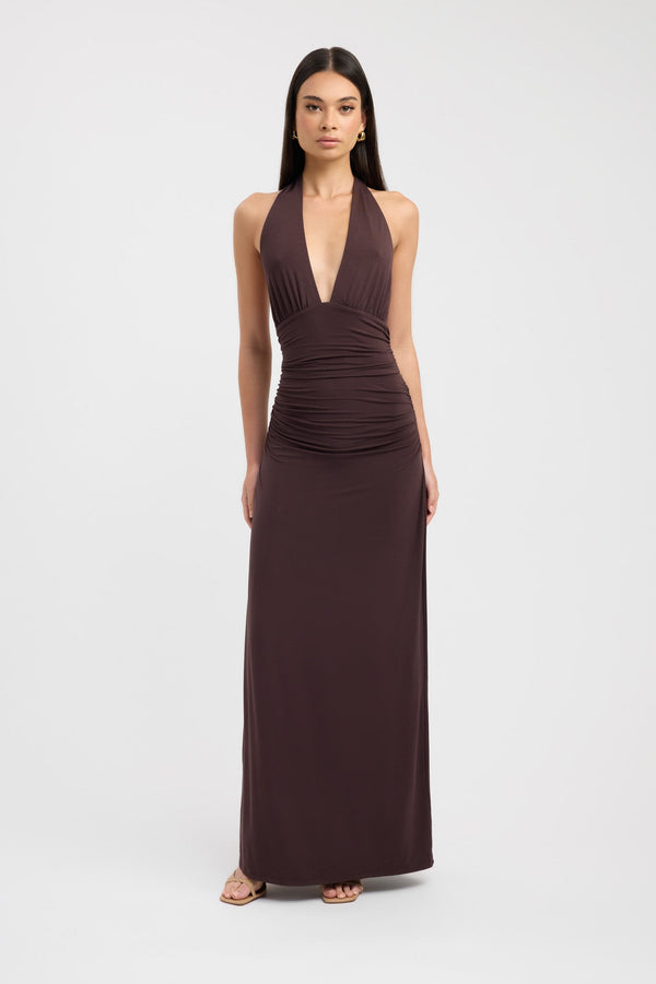 kookai Leni Maxi Dress Dark Mahogany