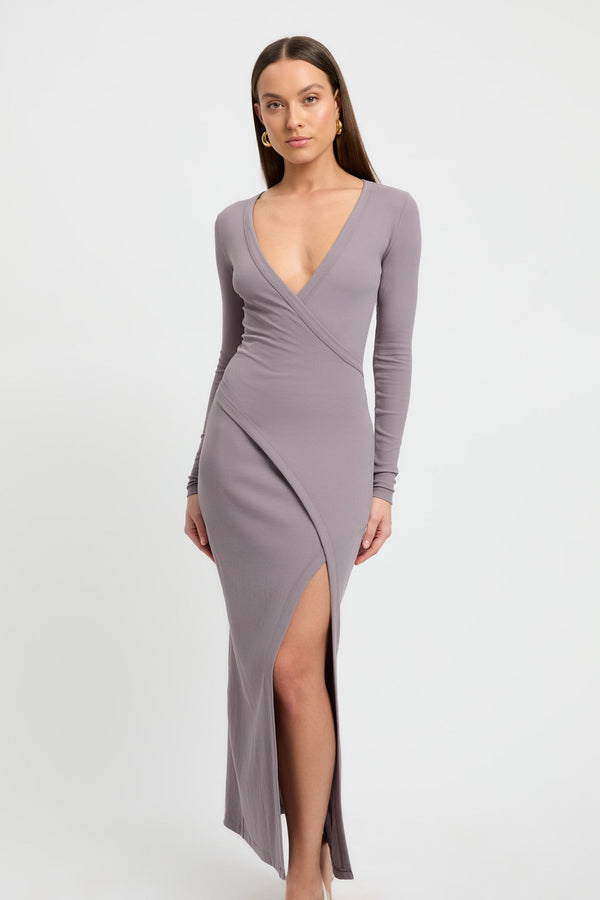 Kookai Lexie Long Sleeve Dress Volcanic Grey