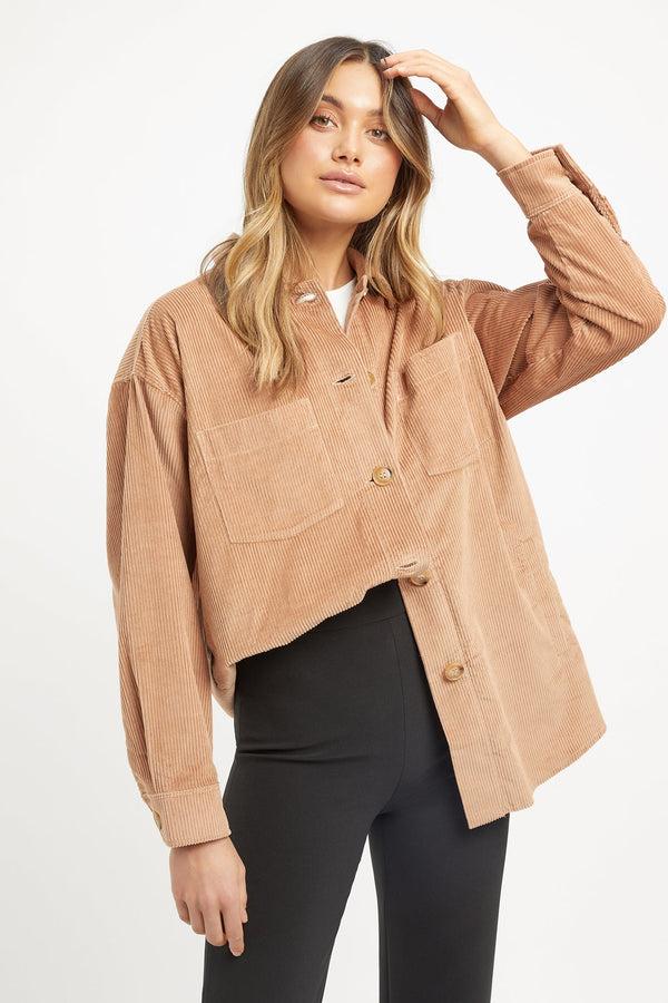Kookai Light Cord Shacket Camel