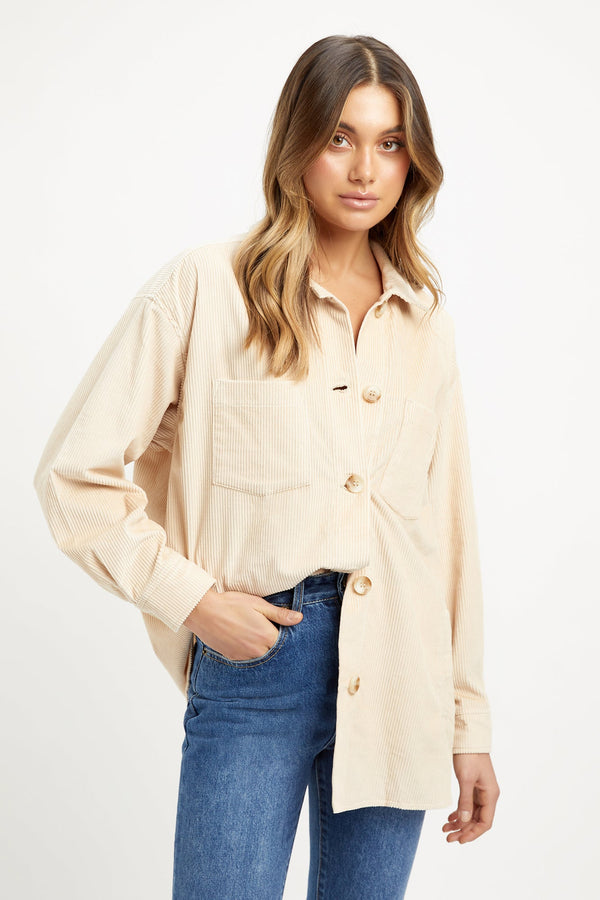 Kookai Light Cord Shacket Ivory Sand