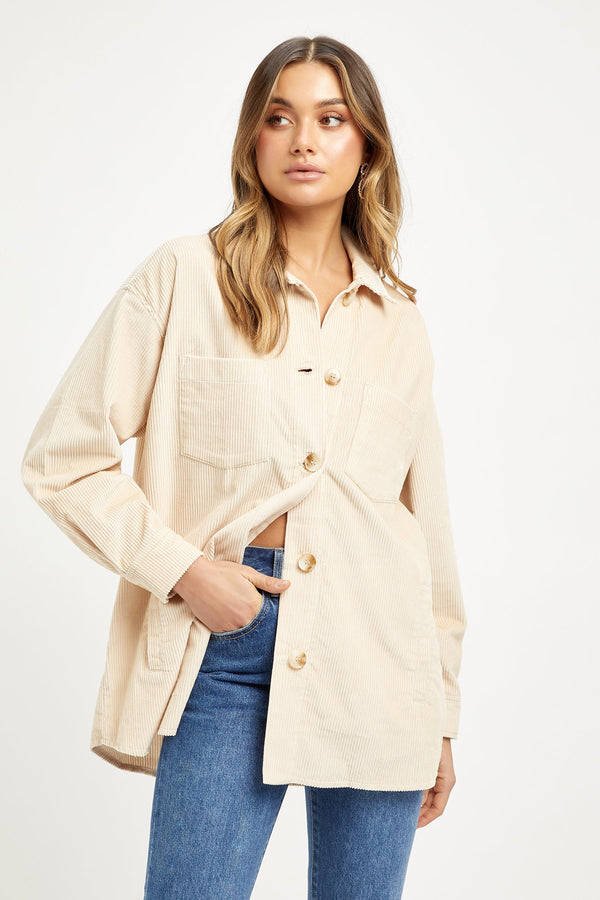kookai Light Cord Shacket Ivory Sand