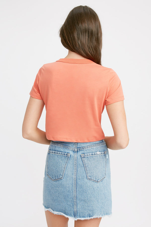 Kookai Light Essential Crop Tee Dusty Orange