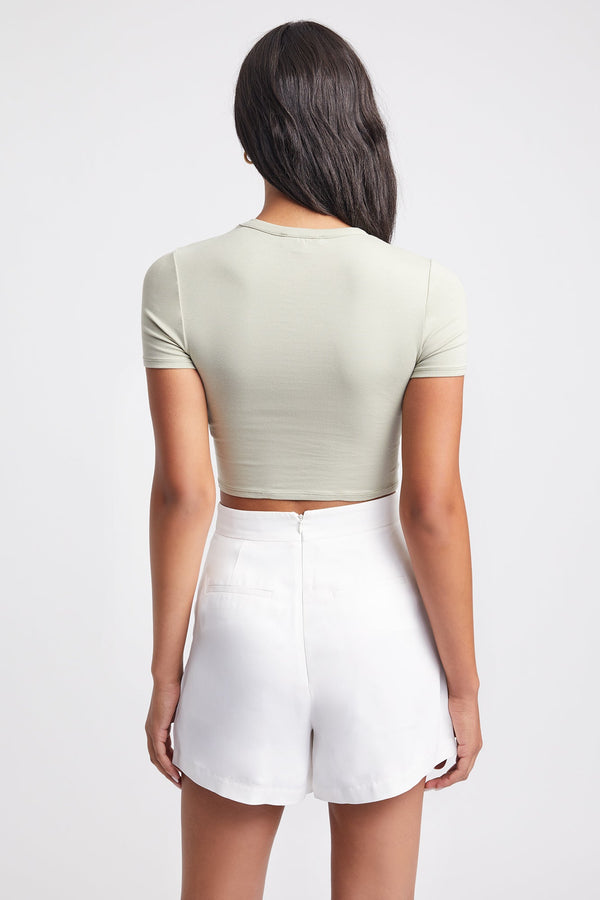 Kookai Liv Cropped Tee Moss Gray