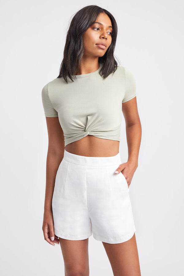 kookai Liv Cropped Tee Moss Gray