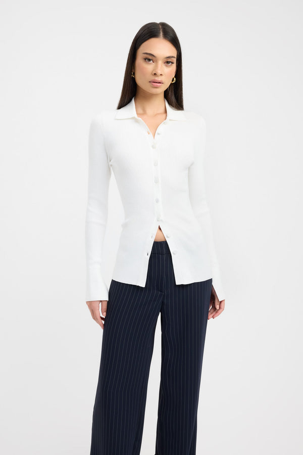 Kookai Lola Button Up Cardigan White