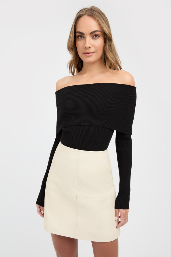 kookai Lola Fold-Down Top Black