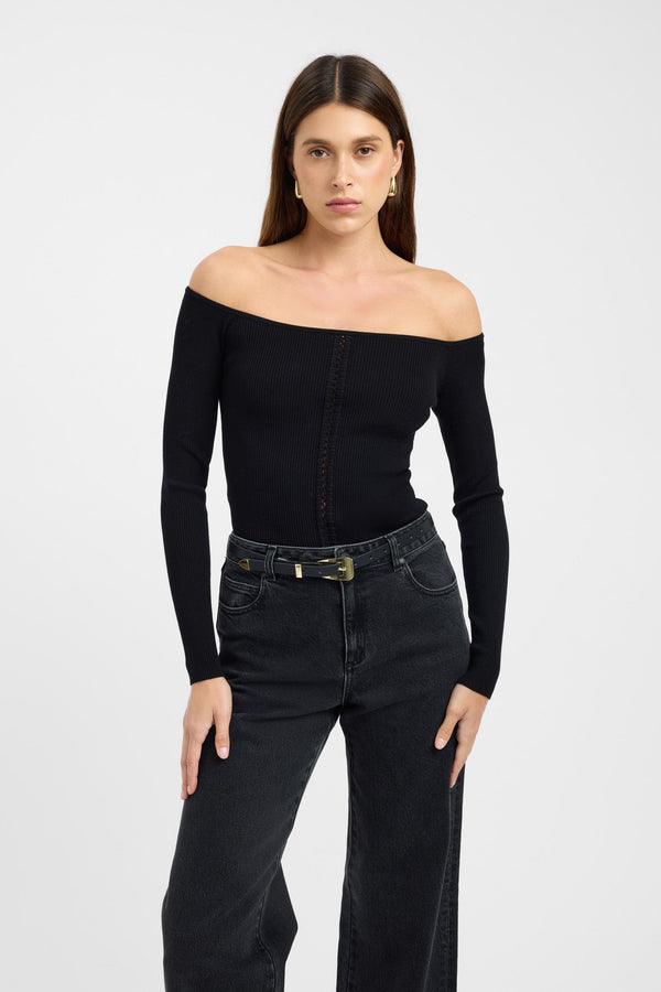 Kookai Lola Lace Up Top Black