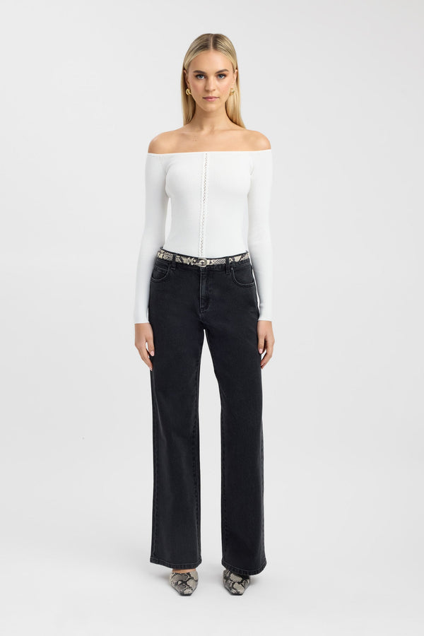 Kookai Lola Lace Up Top White