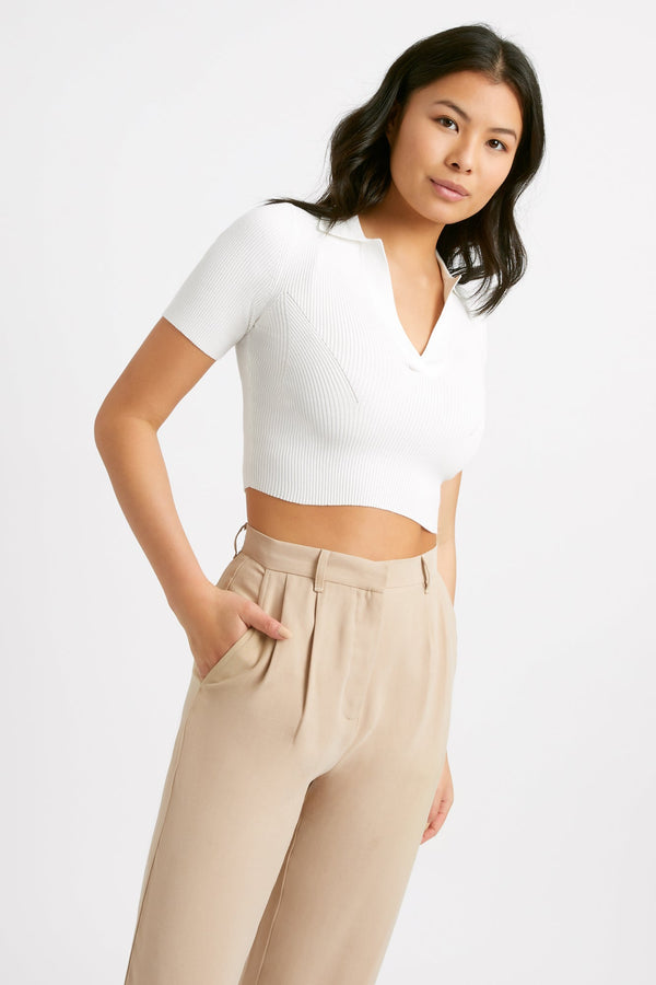kookai Lola Panel Crop White