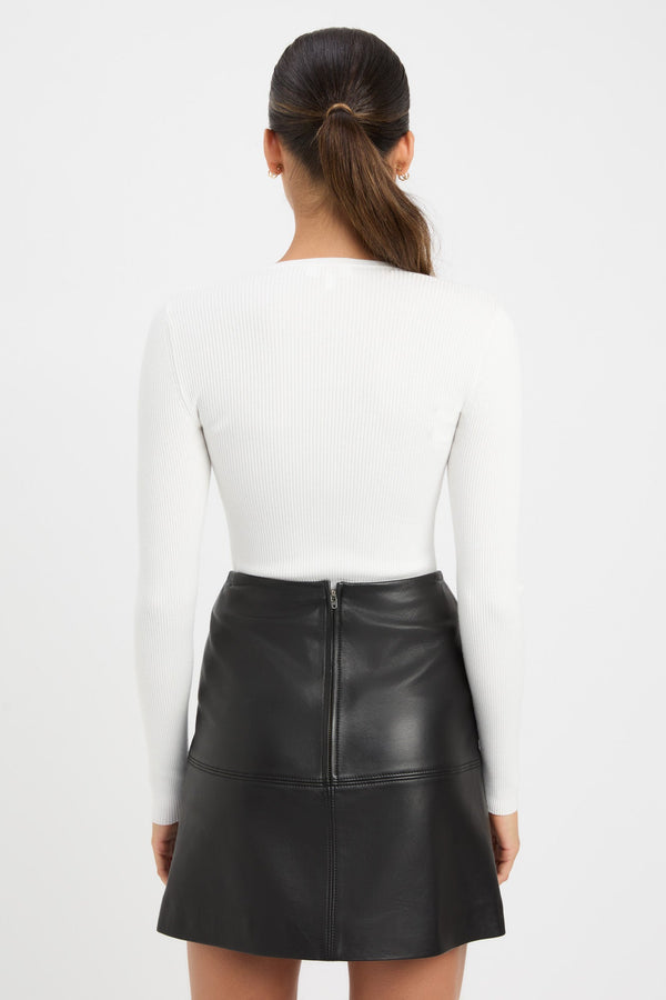 Kookai Lola Scoop Long Sleeve Top White