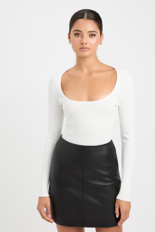 kookai Lola Scoop Long Sleeve Top White
