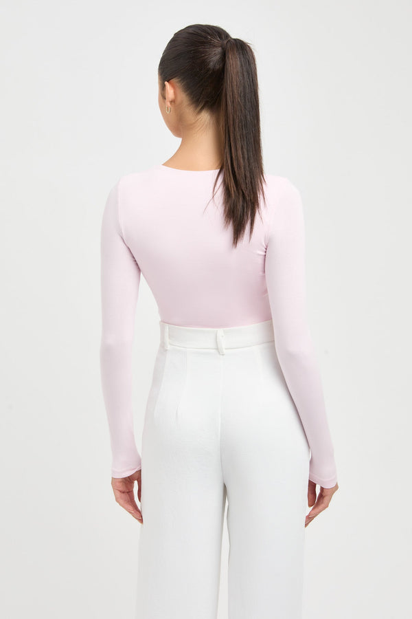 Kookai Long Sleeve Crop Top Cool Pink