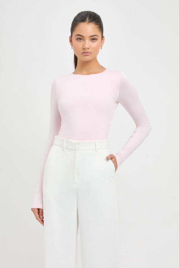 kookai Long Sleeve Crop Top Cool Pink