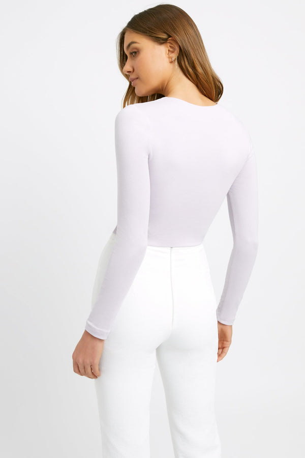 Kookai Long Sleeve Crop Top Lilac Smoke