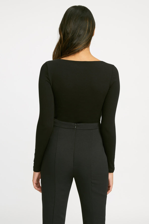 Kookai Long Sleeve Vee Top Black