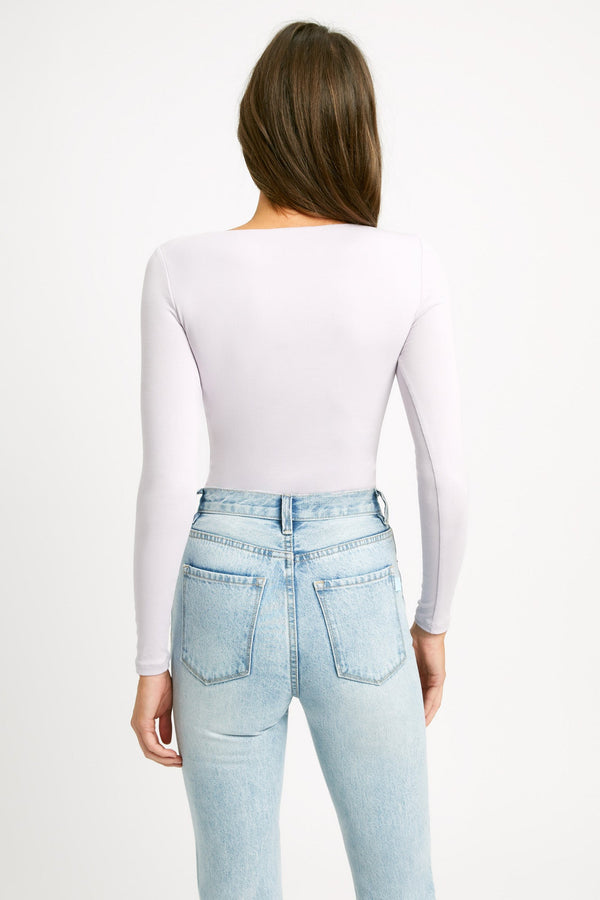 Kookai Long Sleeve Vee Top Lilac Smoke