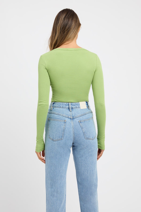 Kookai Lottie Long Sleeve Top Daiquiri Green