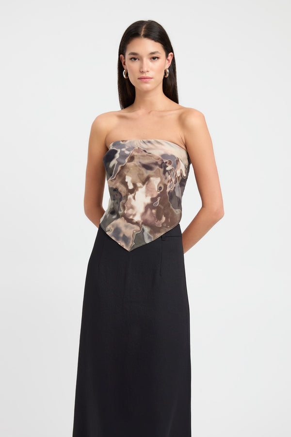 Kookai Lucia Strapless Top Khaki