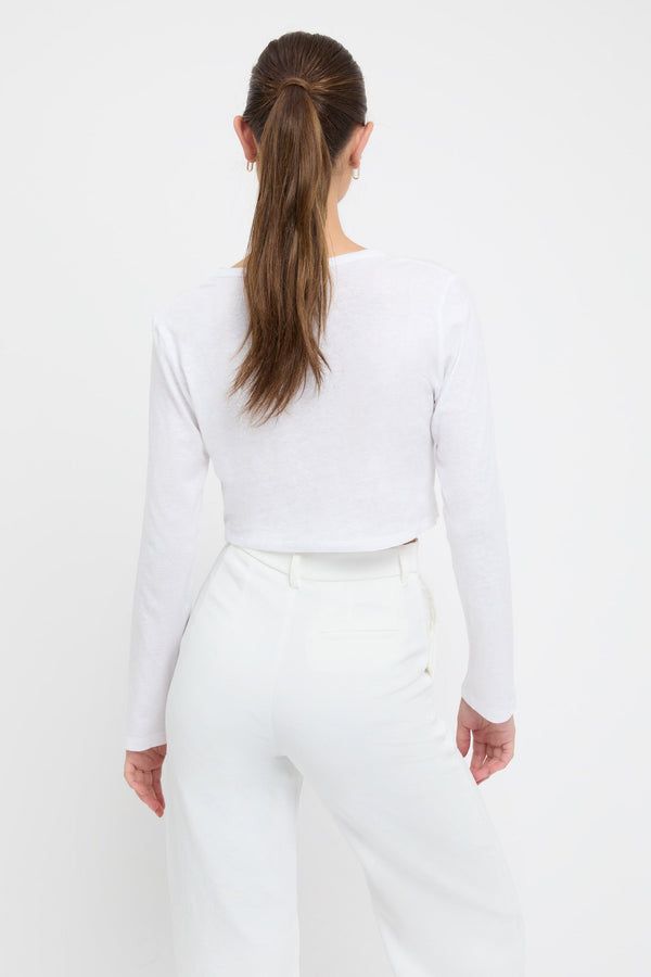 Kookai Lucienne Long Sleeve Top White