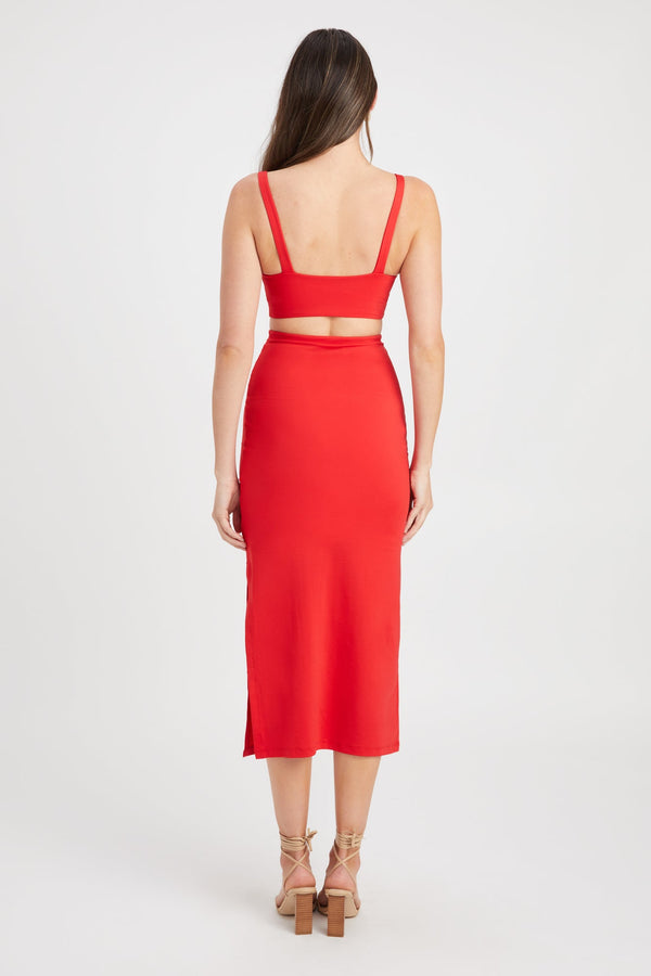 Kookai Lulu Midi Skirt Aura Red