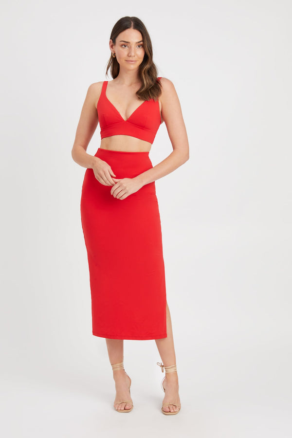 kookai Lulu Midi Skirt Aura Red