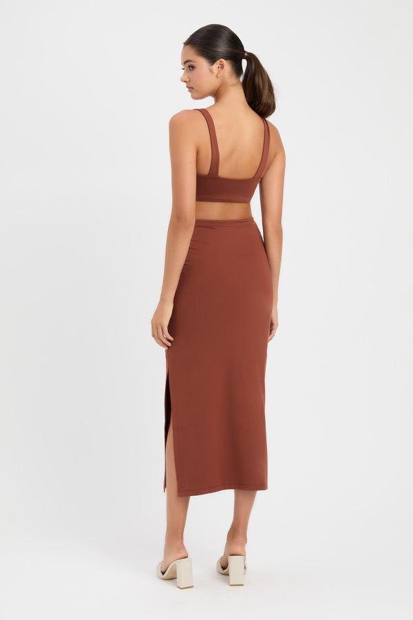 Kookai Lulu Midi Skirt Sienna