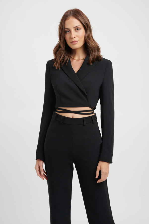 kookai Lux Crop Blazer Black