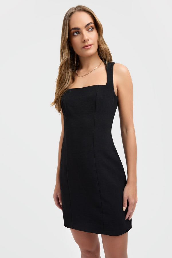 Kookai Lux Curved Mini Dress Black