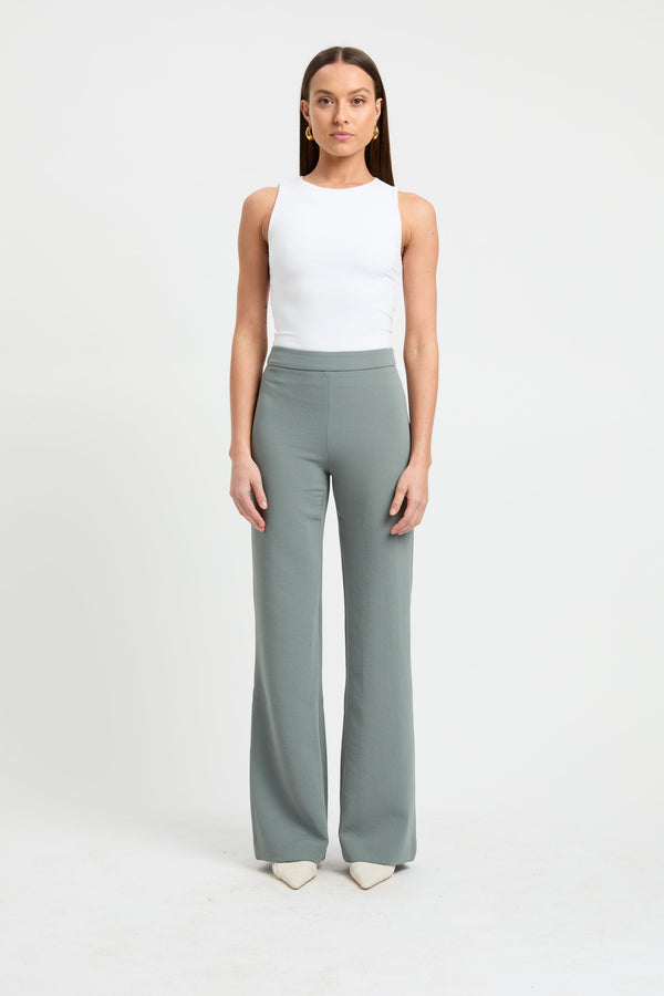 kookai Lux Long Flare Pants Agave Green
