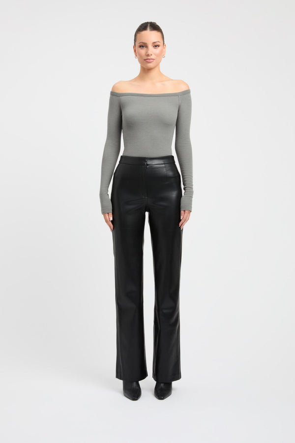 kookai Madison Off Shoulder Top Agave Green