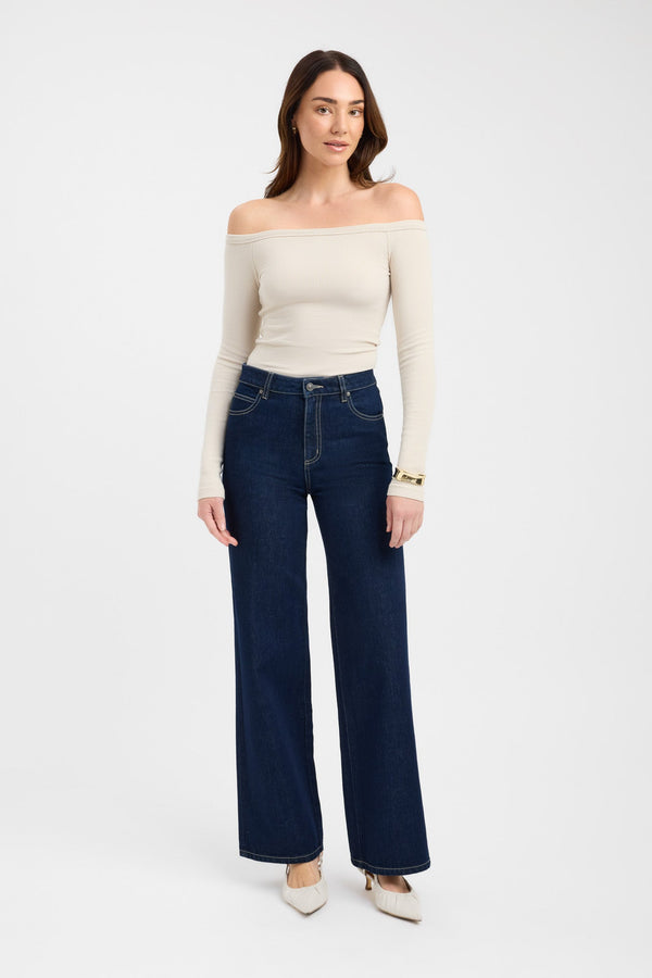 kookai Madison Off Shoulder Top Macadamia