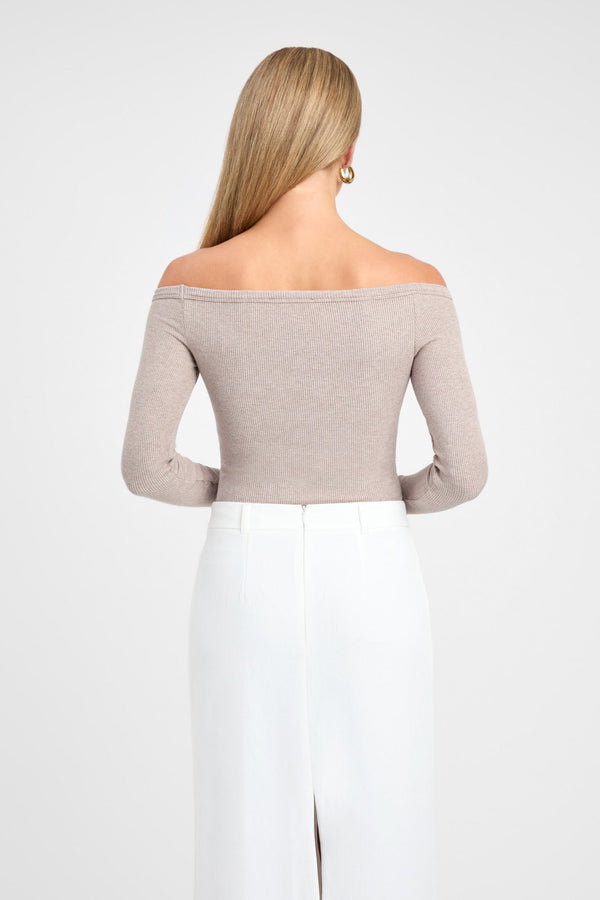 Kookai Madison Off Shoulder Top Oak Marle