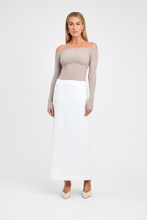 kookai Madison Off Shoulder Top Oak Marle