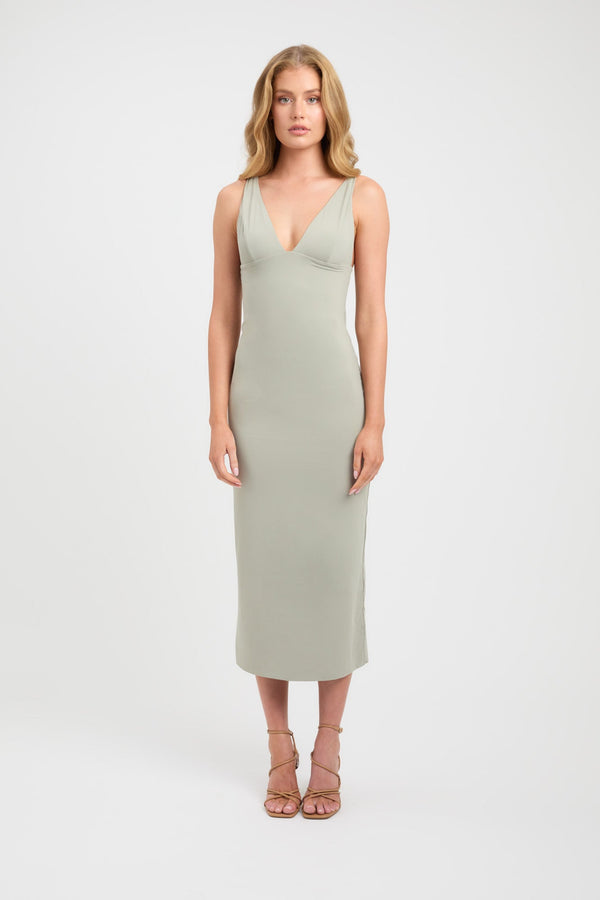 kookai Magy Midi Dress Olive Smoke