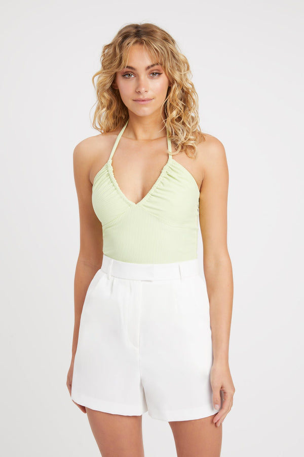 kookai Maisie Halter Top Lime Cream