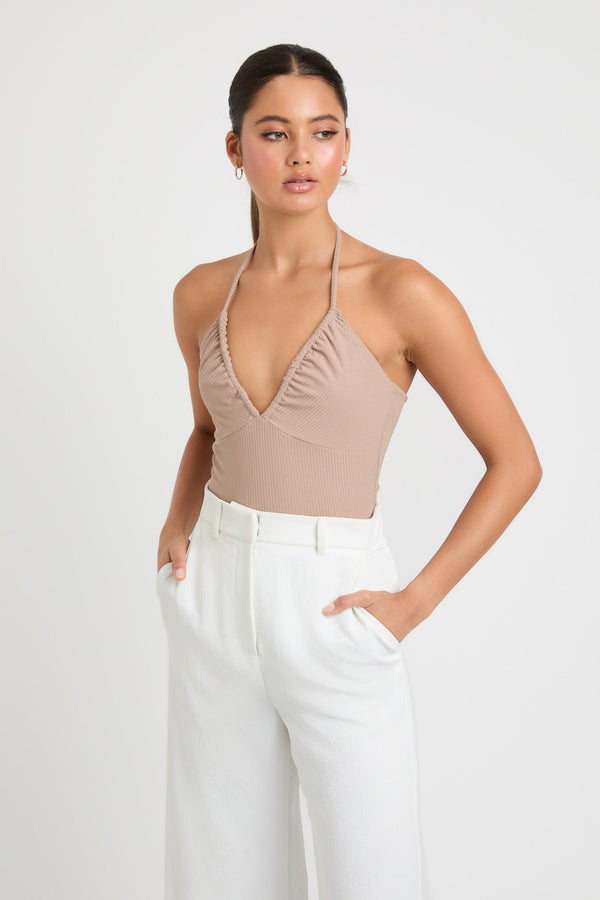 kookai Maisie Halter Top Taupe