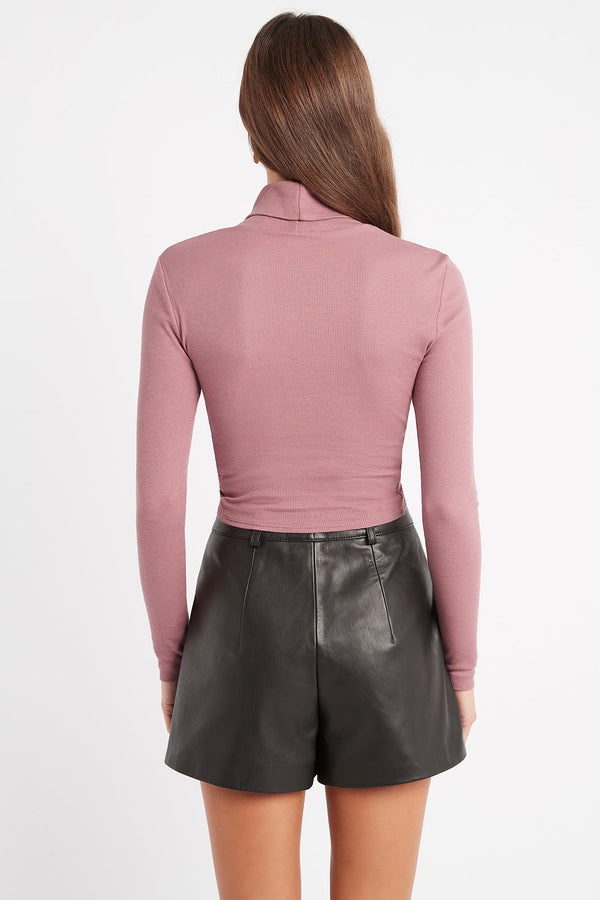 Kookai Margot Long Sleeve Crop Dark Mauve
