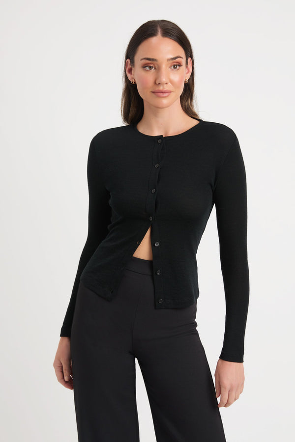 kookai Maria Button Up Top Black