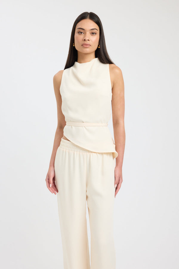 Kookai Maria High Cowl Top Buttercream