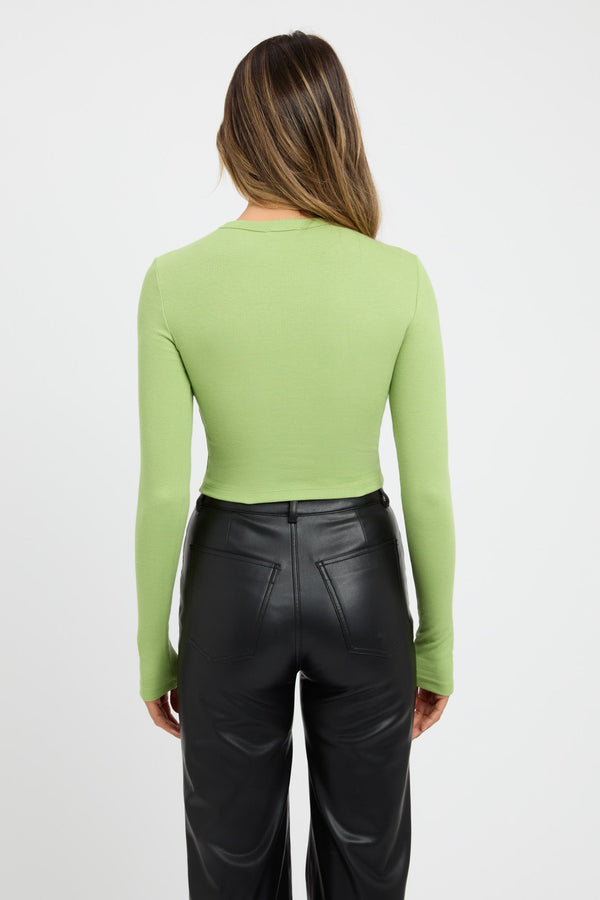 Kookai Marnie Long Sleeve Crop Daiquiri Green