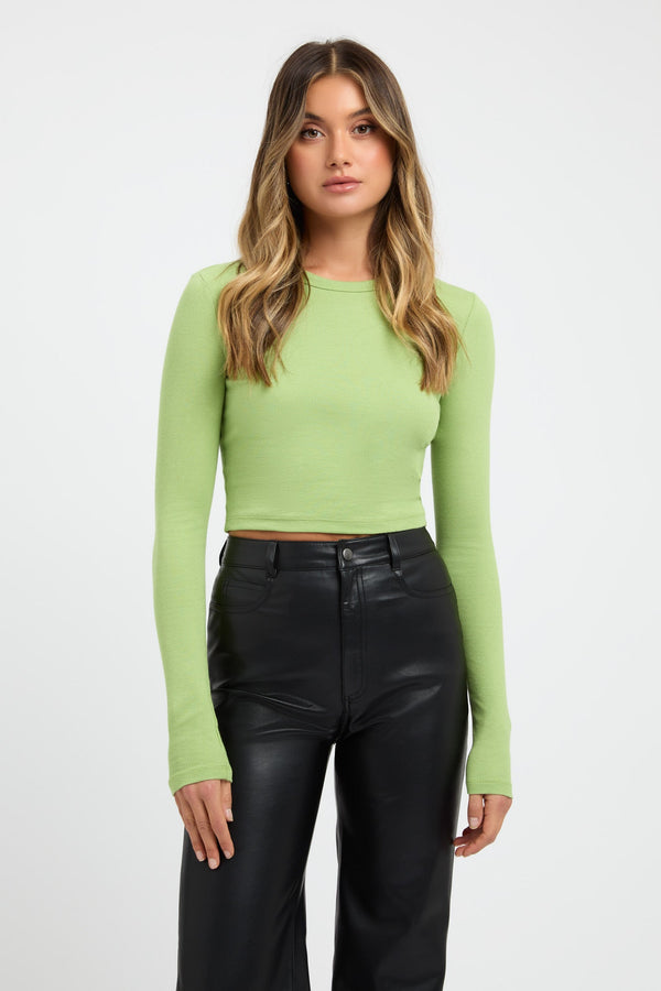 kookai Marnie Long Sleeve Crop Daiquiri Green