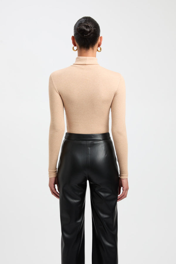 Kookai Mattie Turtleneck Top Camel Marle
