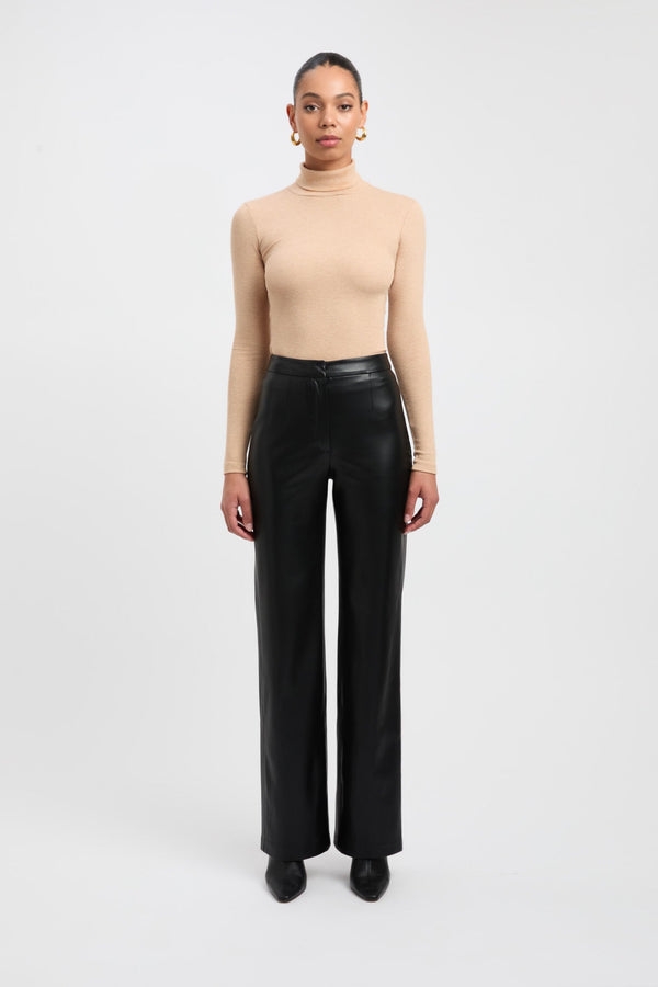 kookai Mattie Turtleneck Top Camel Marle