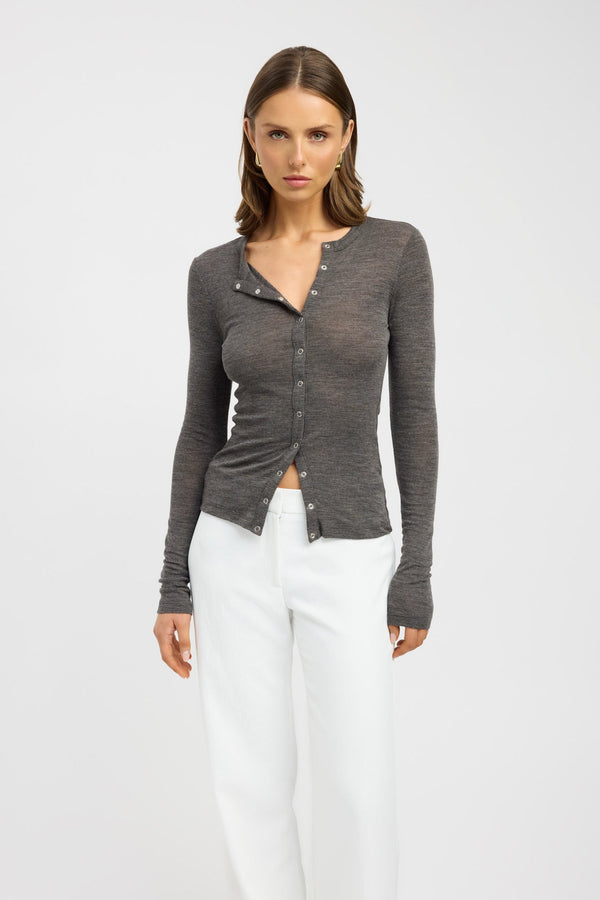 Kookai Meribel Wool Cardigan Charcoal Marle