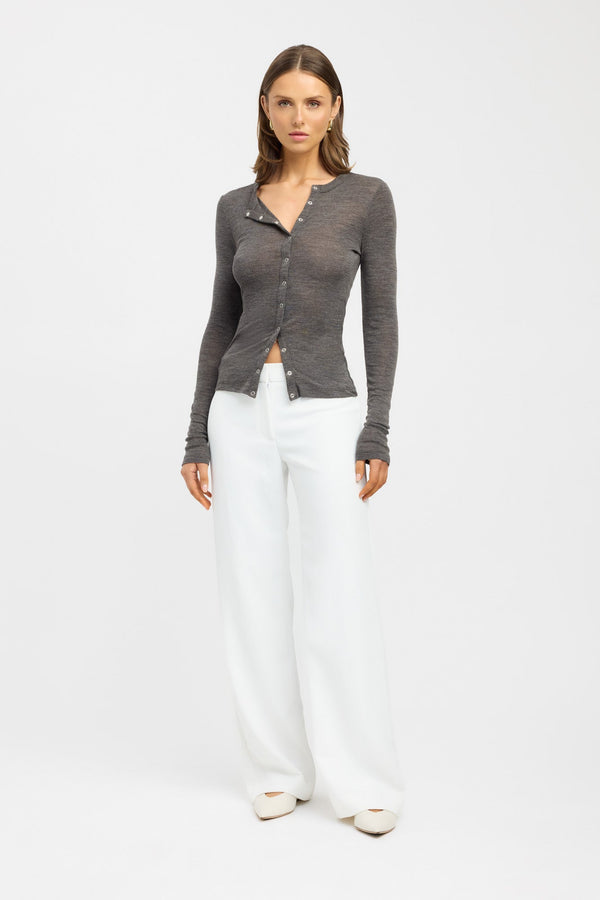 kookai Meribel Wool Cardigan Charcoal Marle