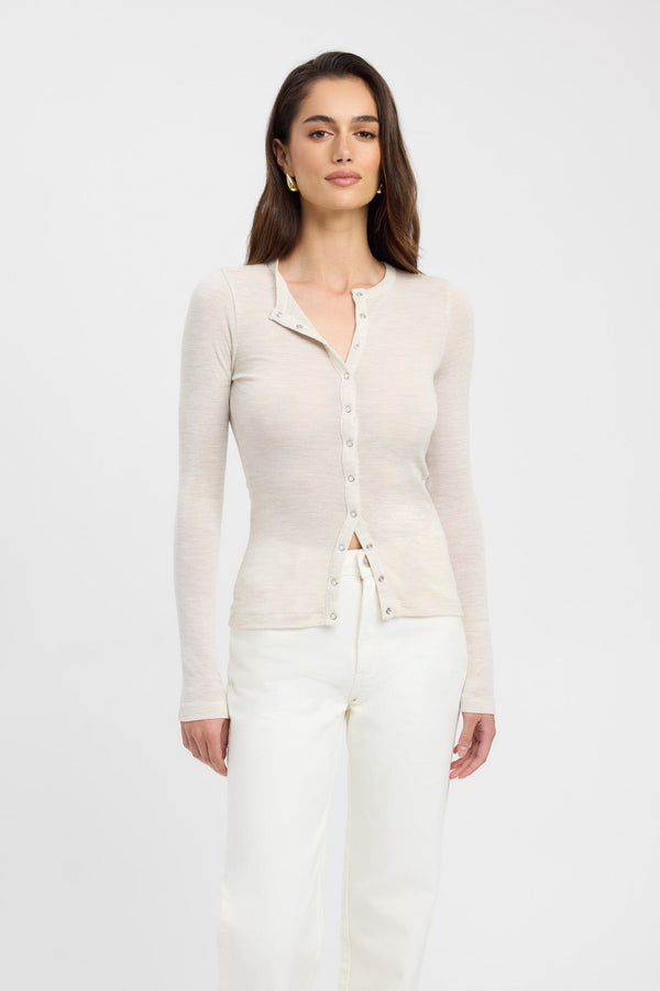 Kookai Meribel Wool Cardigan Seashell Marle
