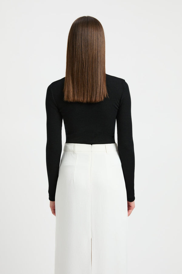 Kookai Merino Wool Crew Neck Top Black