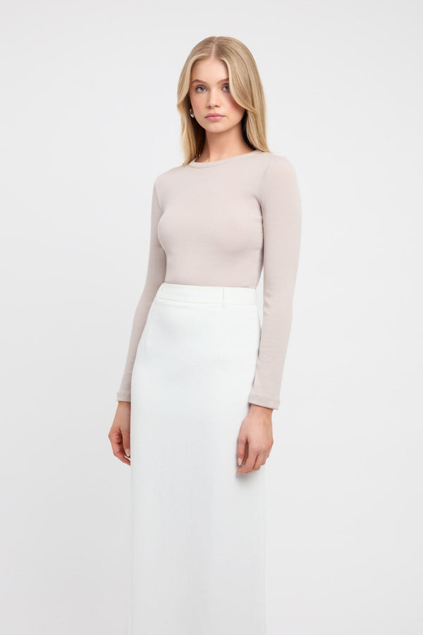 Kookai Merino Wool Crew Neck Top Silver Grey